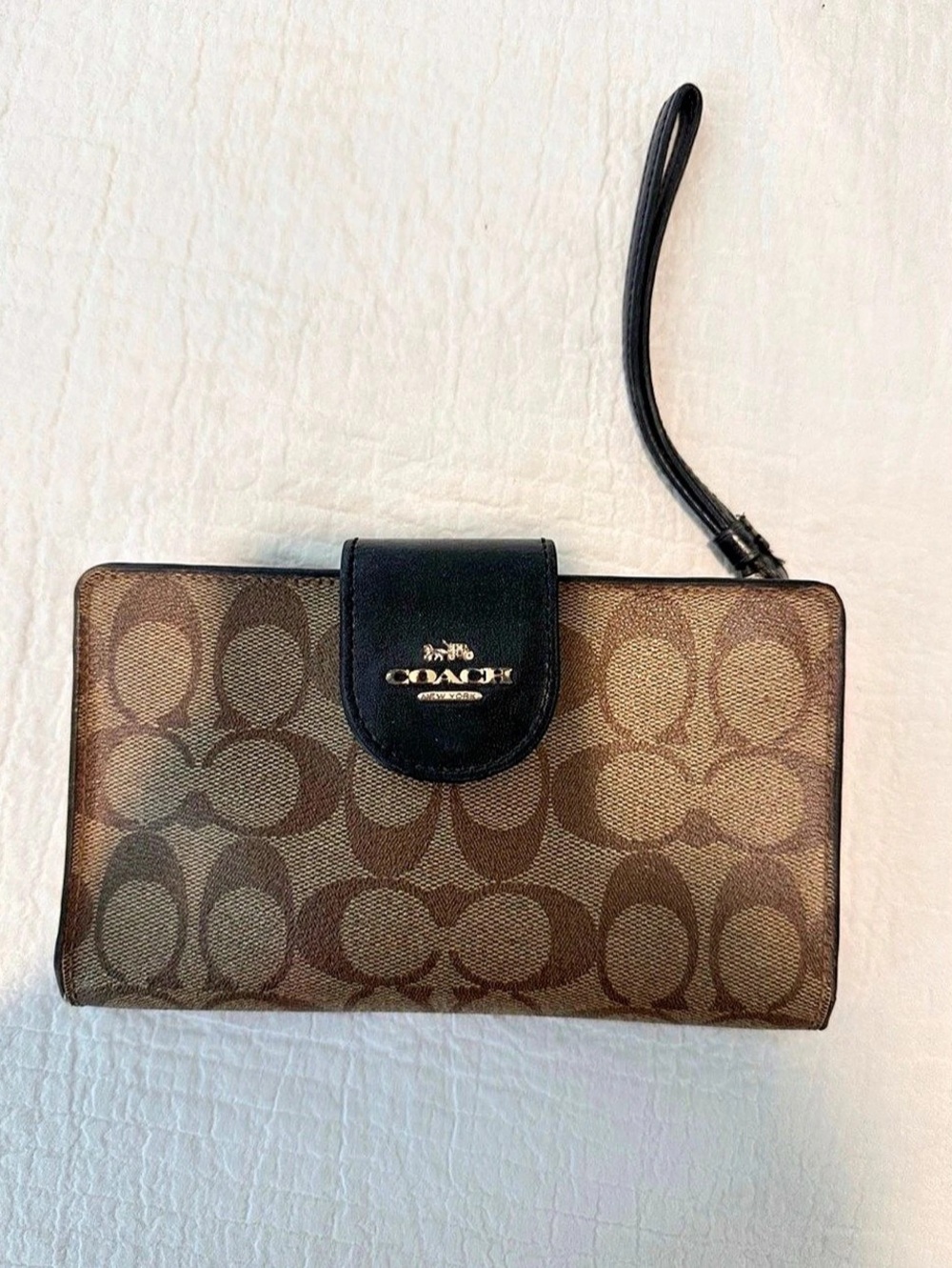 Coach Double Zip Wallet In Signature Canvas C5576 Brown & Black